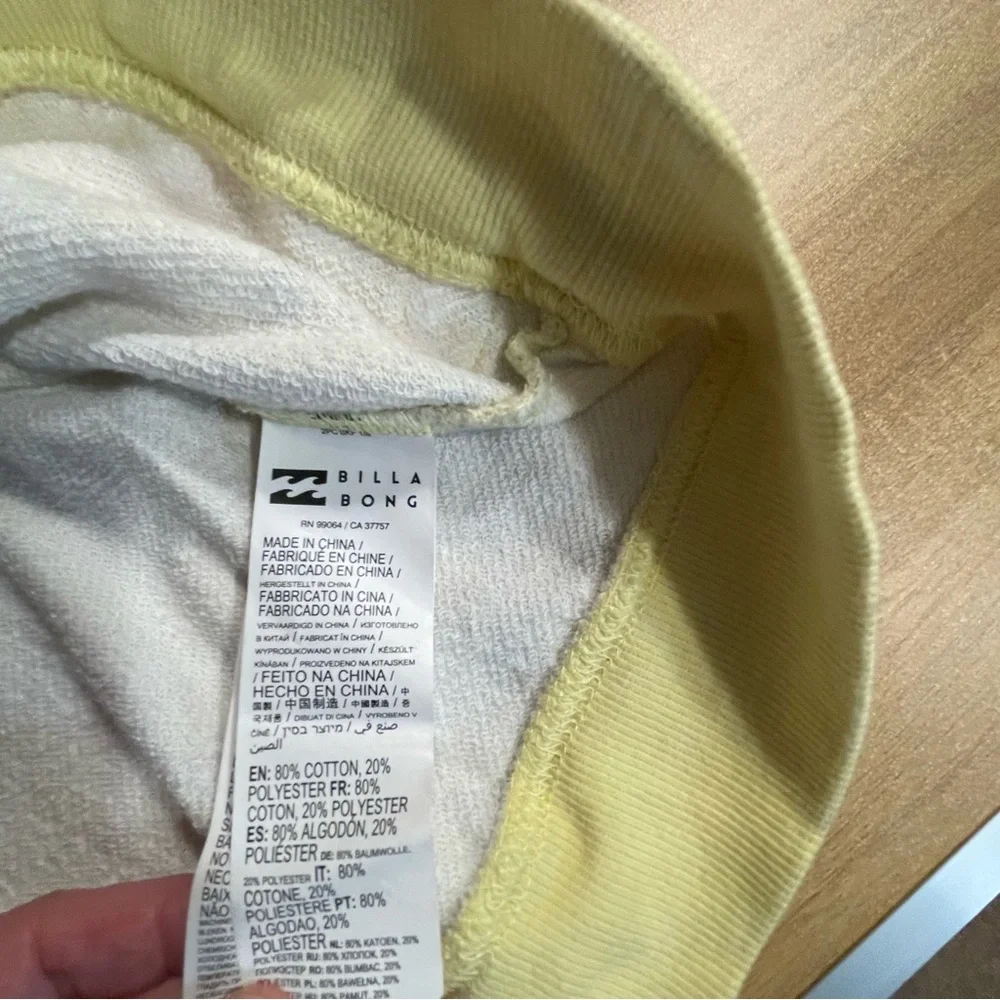 Billabong Yellow Pink Long Sleeve Hooded Sweatshirt - Picture 6 of 9